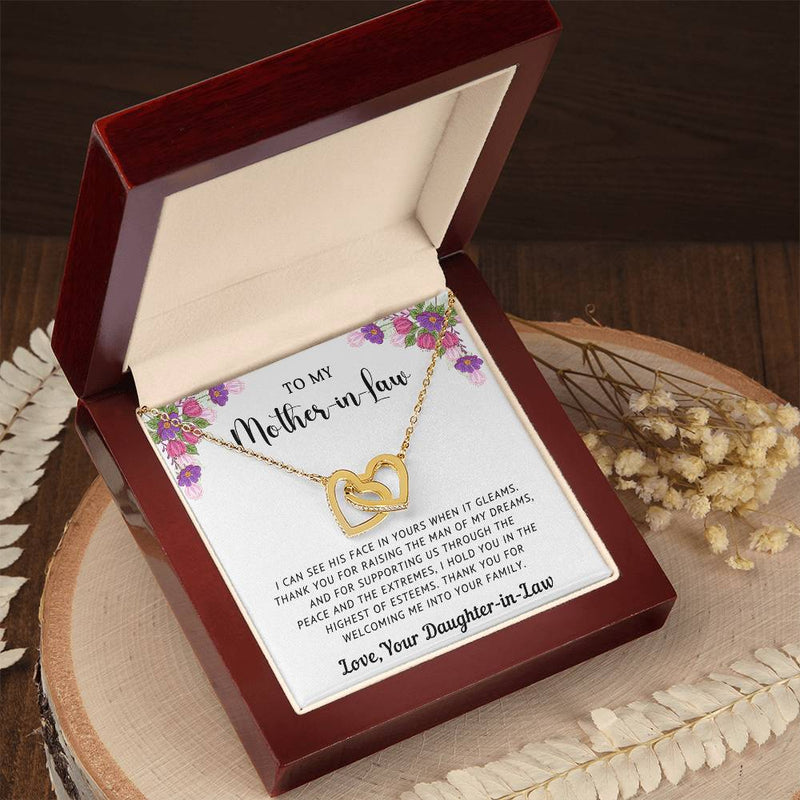 TO MY MOTHER-IN-LAW - MOTHER'S DAY BEST GIFT - INTERLOCKING HEARTS NECKLACE