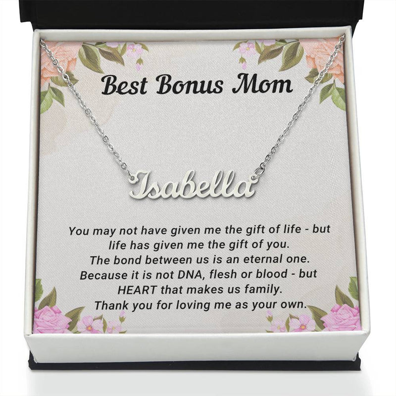 TO MY BONUS MOM - MOTHER'S DAY BEST GIFT - CUSTOM NAME NECKLACE