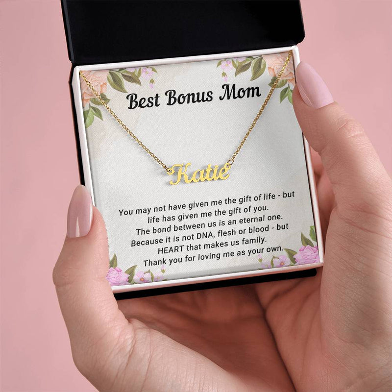 TO MY BONUS MOM - MOTHER'S DAY BEST GIFT - CUSTOM NAME NECKLACE