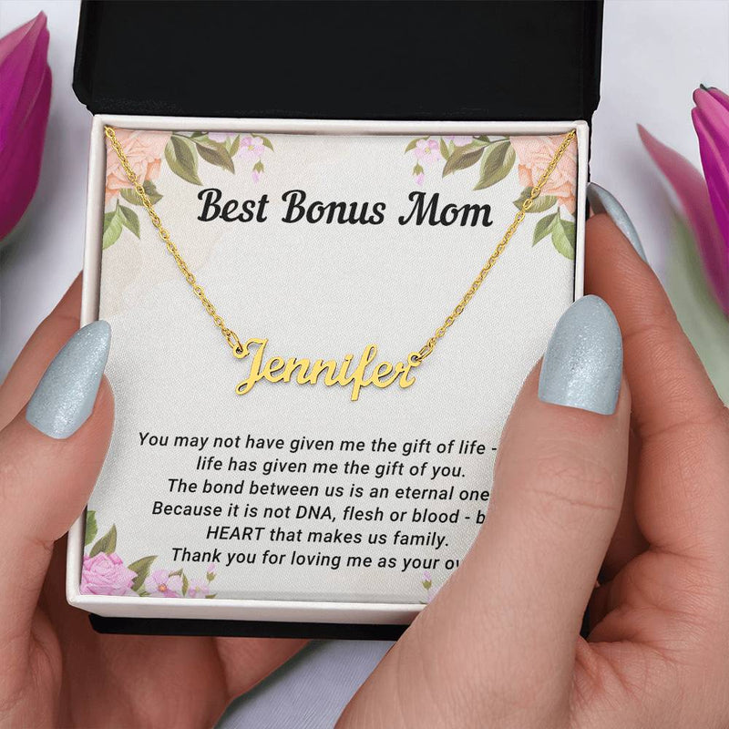 TO MY BONUS MOM - MOTHER'S DAY BEST GIFT - CUSTOM NAME NECKLACE