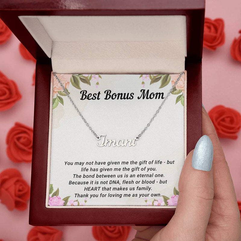 TO MY BONUS MOM - MOTHER'S DAY BEST GIFT - CUSTOM NAME NECKLACE