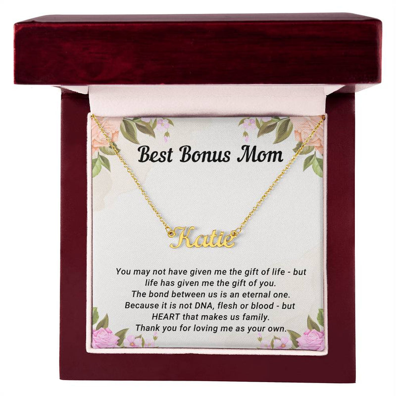 TO MY BONUS MOM - MOTHER'S DAY BEST GIFT - CUSTOM NAME NECKLACE