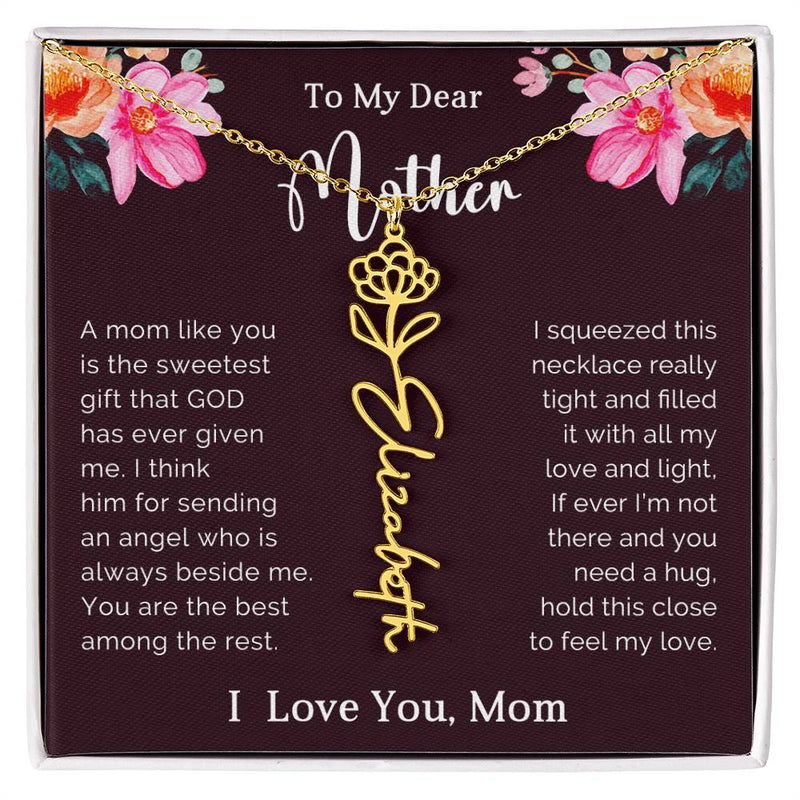 TO MY DEAR MOTHER - MOTHER'S DAY BEST GIFT - FLOWER NAME NECKLACE