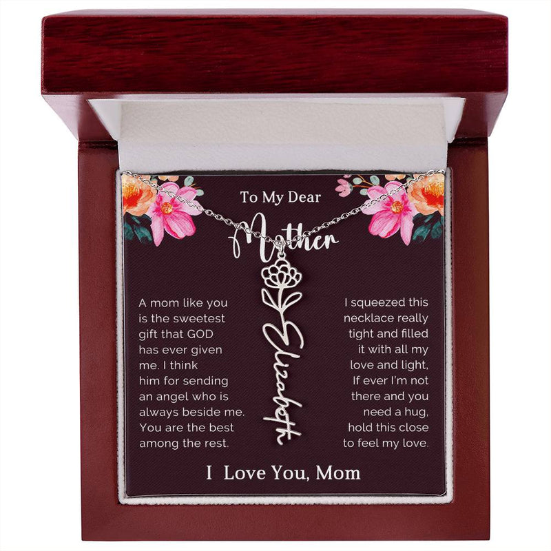 TO MY DEAR MOTHER - MOTHER'S DAY BEST GIFT - FLOWER NAME NECKLACE