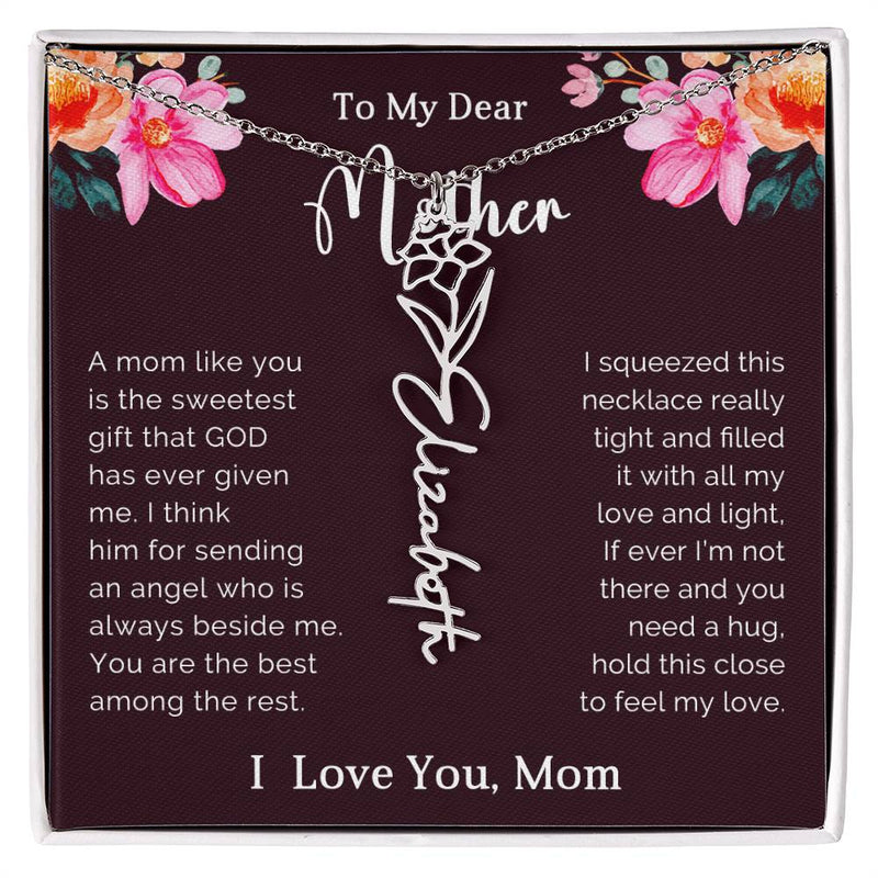 TO MY DEAR MOTHER - MOTHER'S DAY BEST GIFT - FLOWER NAME NECKLACE