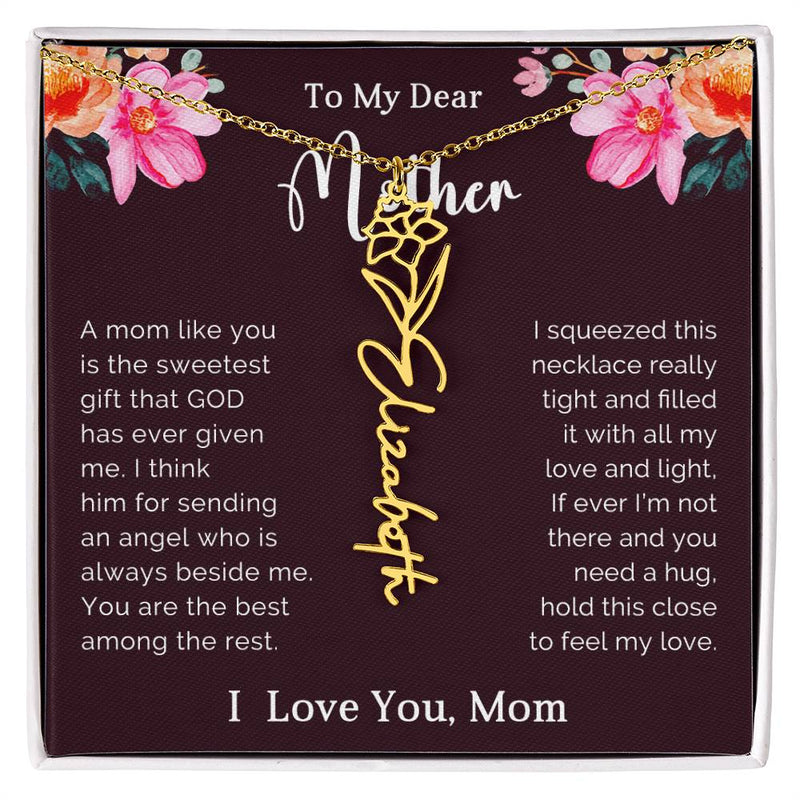 TO MY DEAR MOTHER - MOTHER'S DAY BEST GIFT - FLOWER NAME NECKLACE