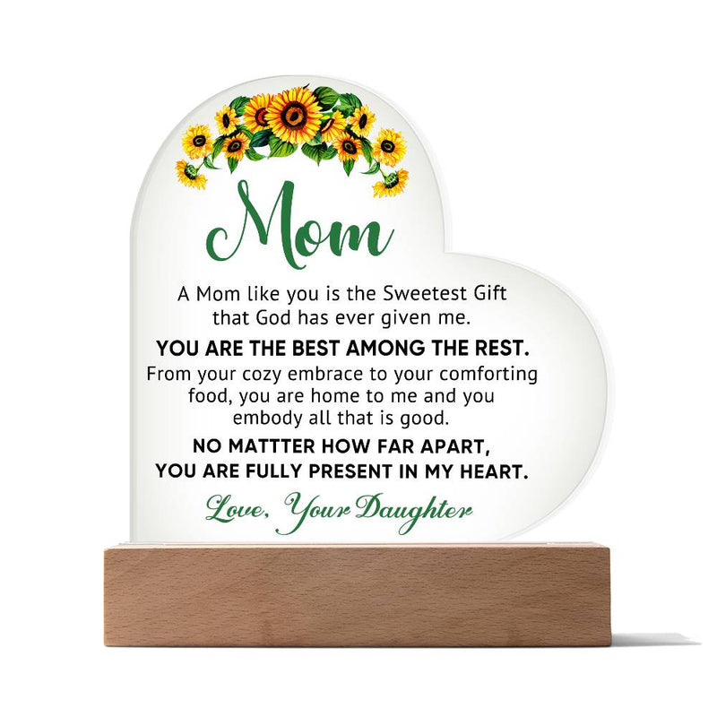 TO MY MOM - HAPPY MOTHER'S DAY - ACRYLIC HEART PLAQUE