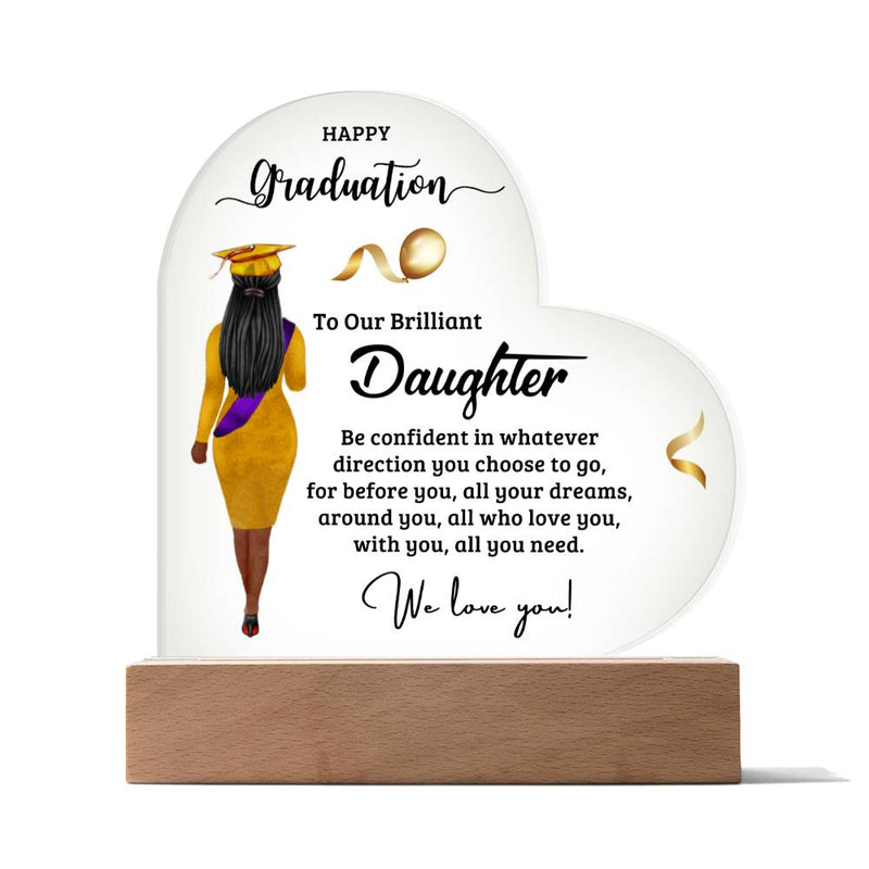 To Our Brilliant Daughter - Happy Graduation - Graduation Gift - Acrylic Heart Plaque