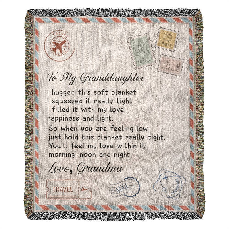 To My Granddaughter - Air Mail Blanket From Grandma - Heirloom Woven Blanket