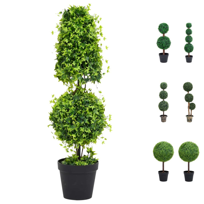 vidaXL Artificial Boxwood Plant with Pot Ball Shaped Green Decor Multi Sizes-5