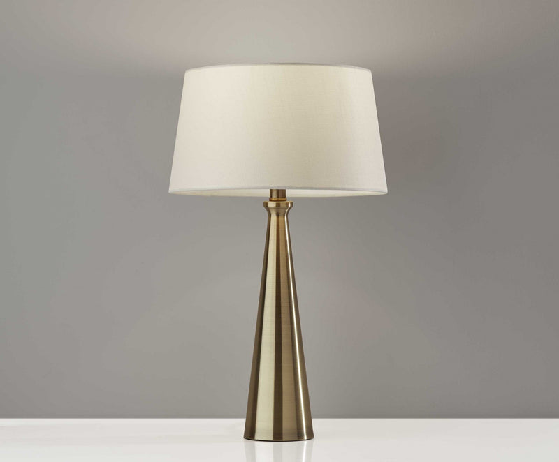 Set of 2 Contemporary Tapered Brass Metal Table Lamps-0