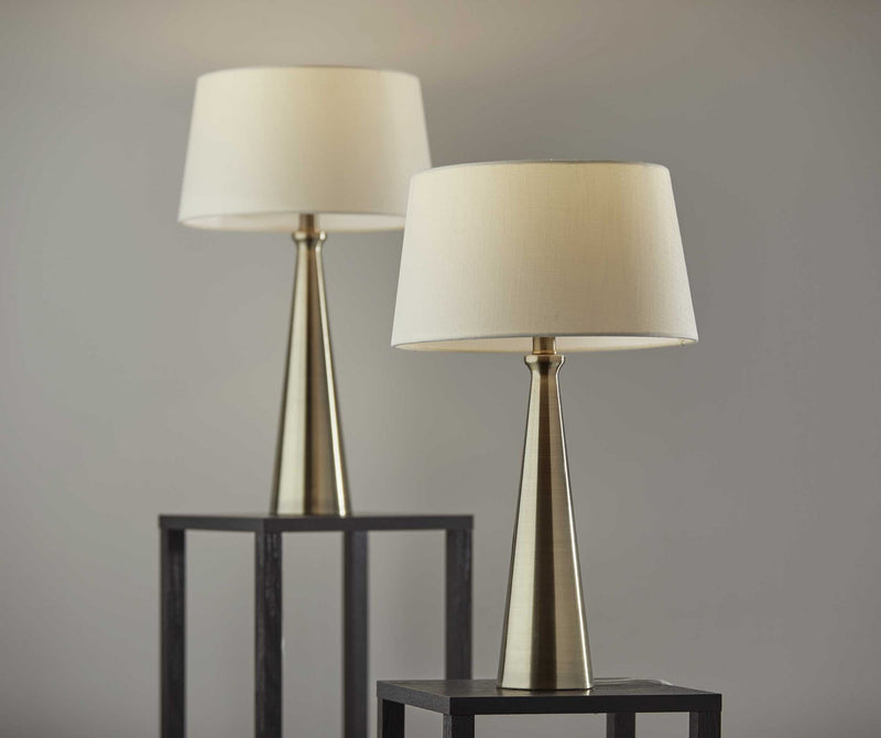 Set of 2 Contemporary Tapered Brass Metal Table Lamps-2