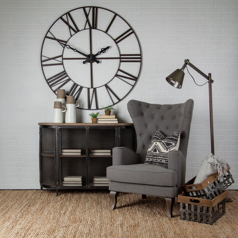 50" Round XL  Industrial styleWall Clock with Open Back Face and Welded Iron Roman Numeral-2