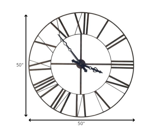 50" Round XL  Industrial styleWall Clock with Open Back Face and Welded Iron Roman Numeral-3