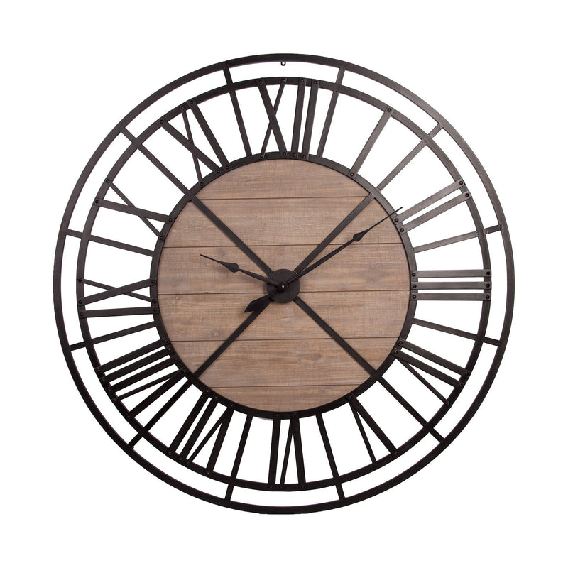 59" Round XL Industrial styleWall Clock with Matte Metal Frame-0