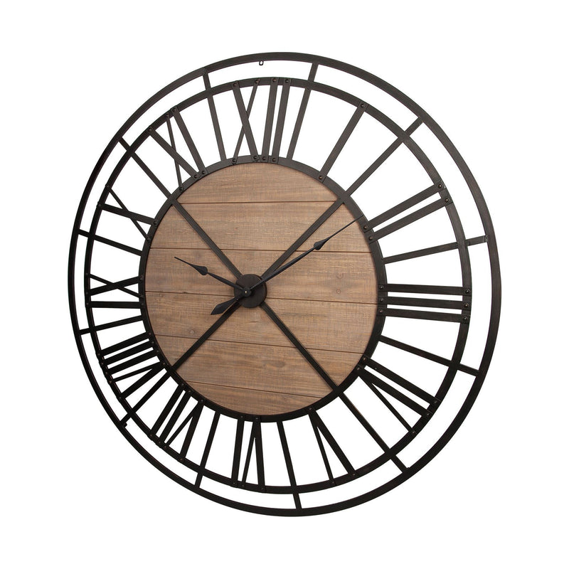 59" Round XL Industrial styleWall Clock with Matte Metal Frame-1