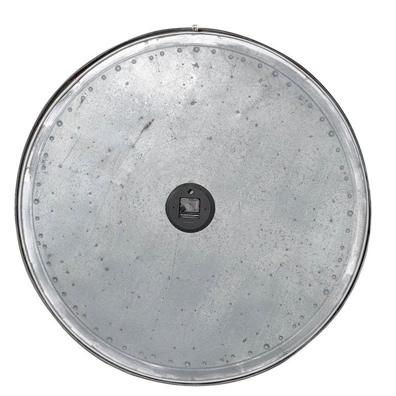 Oversized Rustic Galvanized Metal Round Wall Clock-2