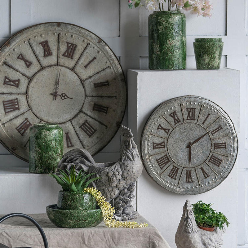 Oversized Rustic Galvanized Metal Round Wall Clock-4