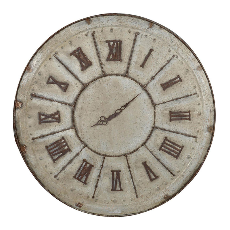 Rustic Farmhouse Distressed Tin Round Wall Clock-0