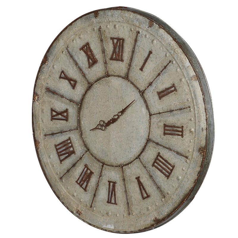 Rustic Farmhouse Distressed Tin Round Wall Clock-1