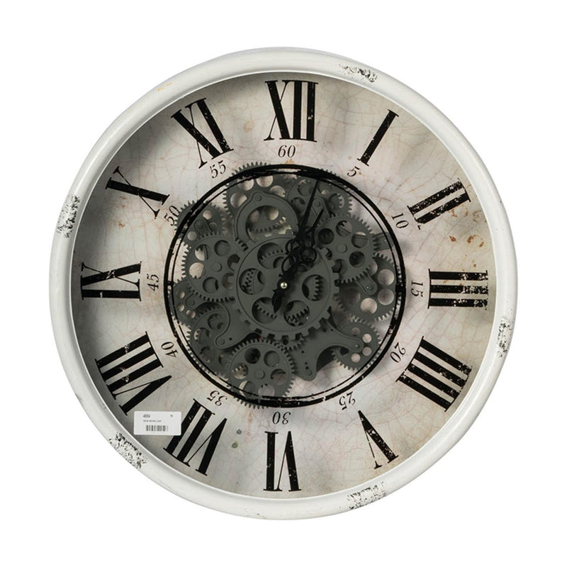 Rustic White Industrial Gear Vintage Wall Clock-0