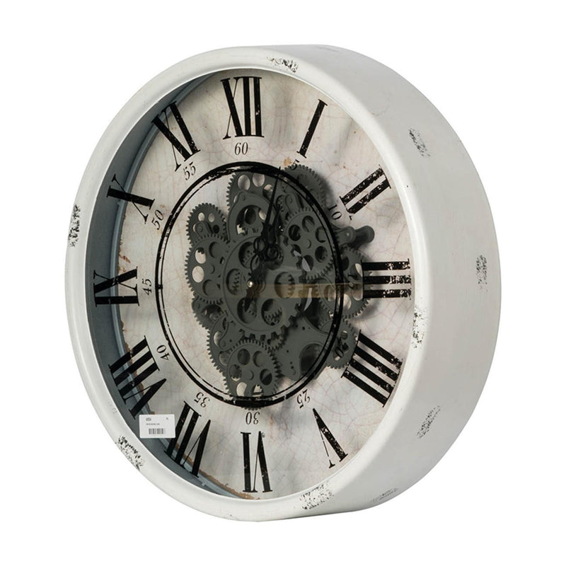 Rustic White Industrial Gear Vintage Wall Clock-1