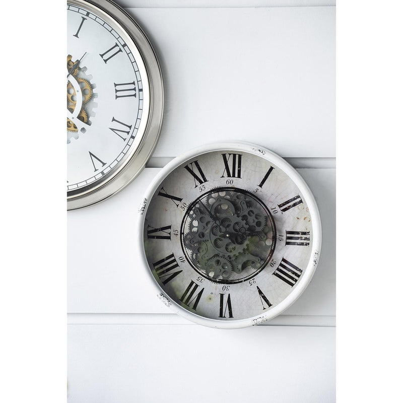 Rustic White Industrial Gear Vintage Wall Clock-3