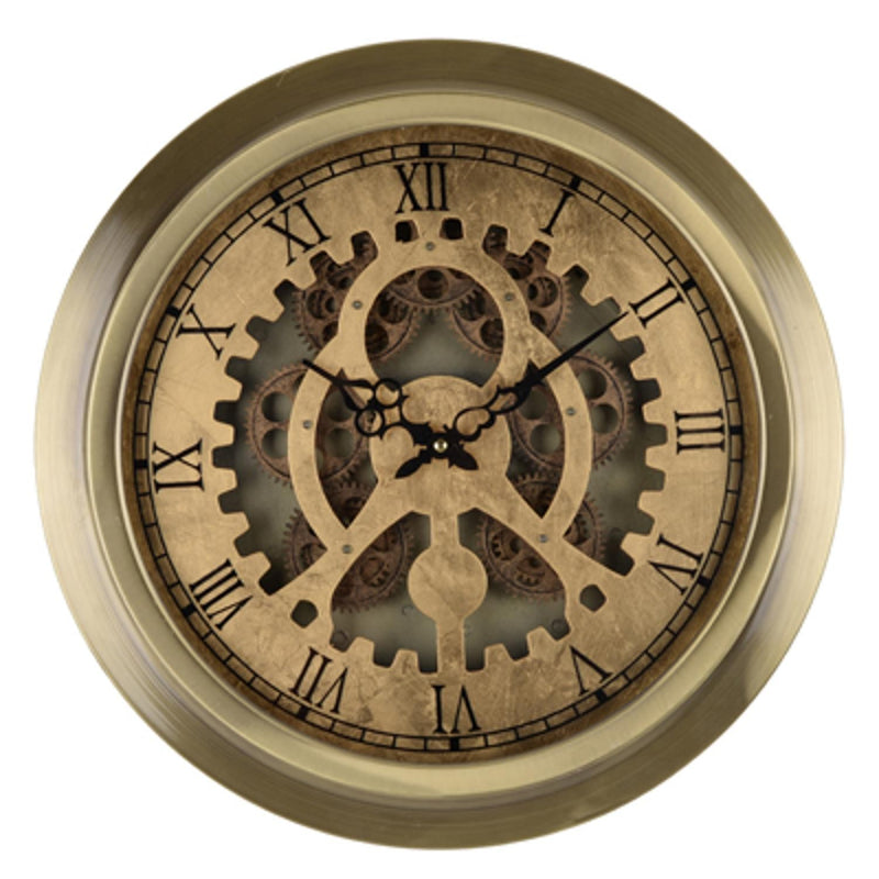 Gold Industrial Style Round Wall Clock-0