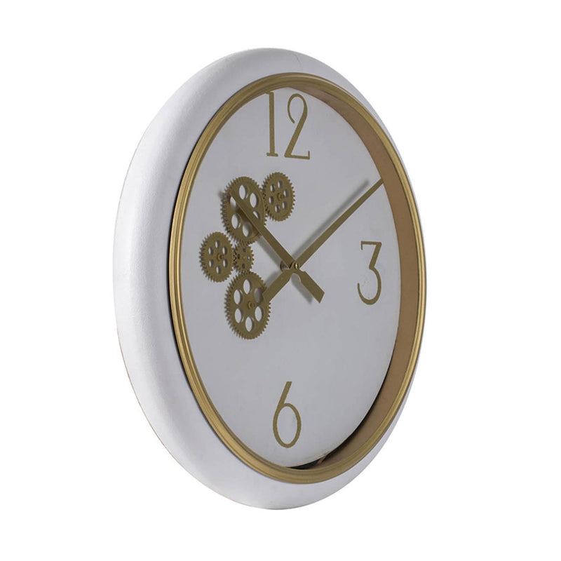 White and Gold Gears Minimal Wall Clock-1