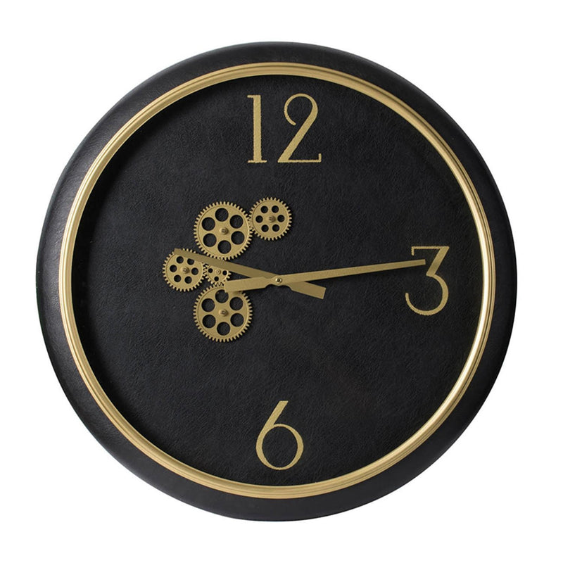 Black and Gold Gear Contemporary Round Wall Clock-0