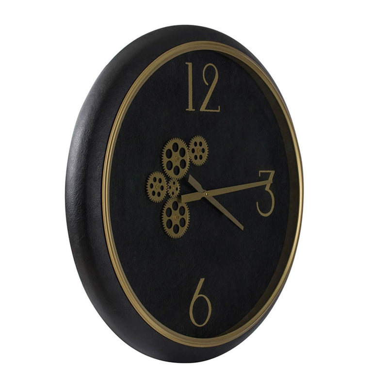 Black and Gold Gear Contemporary Round Wall Clock-1