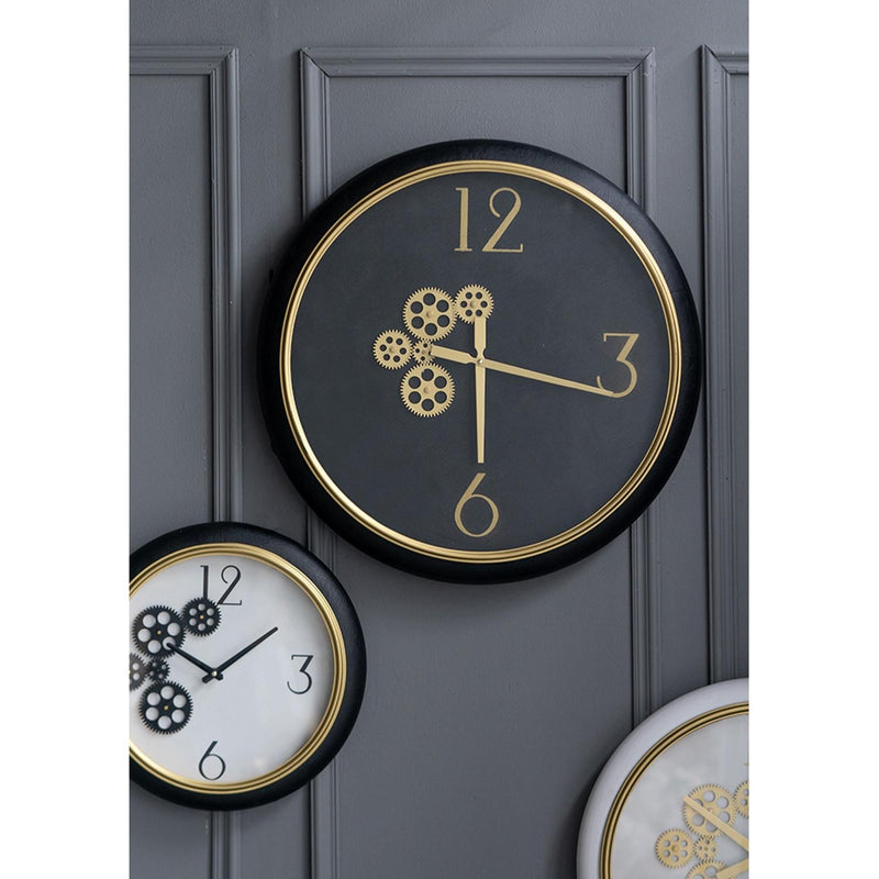 Black and Gold Gear Contemporary Round Wall Clock-5