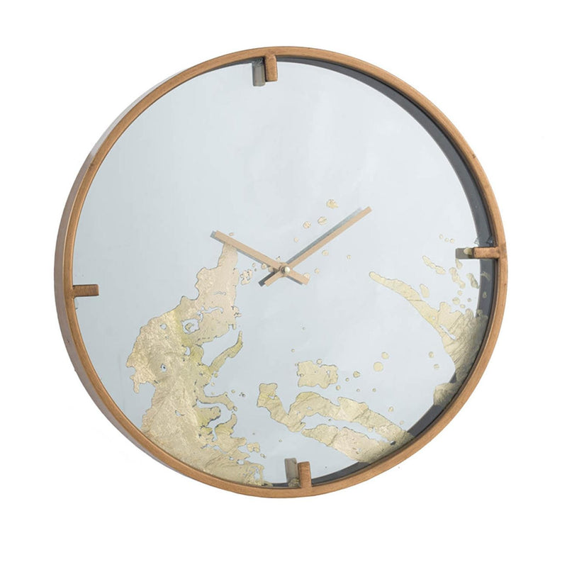 Modern Minimal 16" Gold and Mirror Round Wall Clock-0