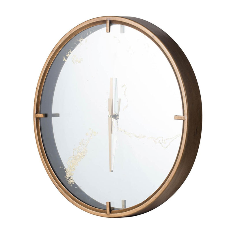 Modern Minimal 20" Gold and Mirror Round Wall Clock-1