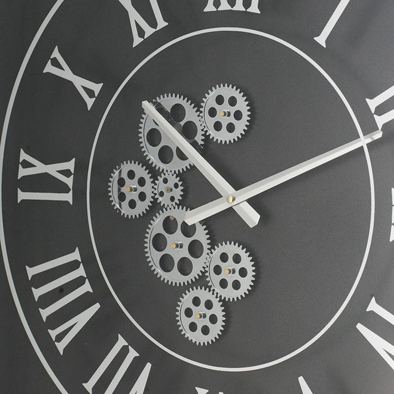 Vintage Style Gears Black and Silver Square Wall Clock-3