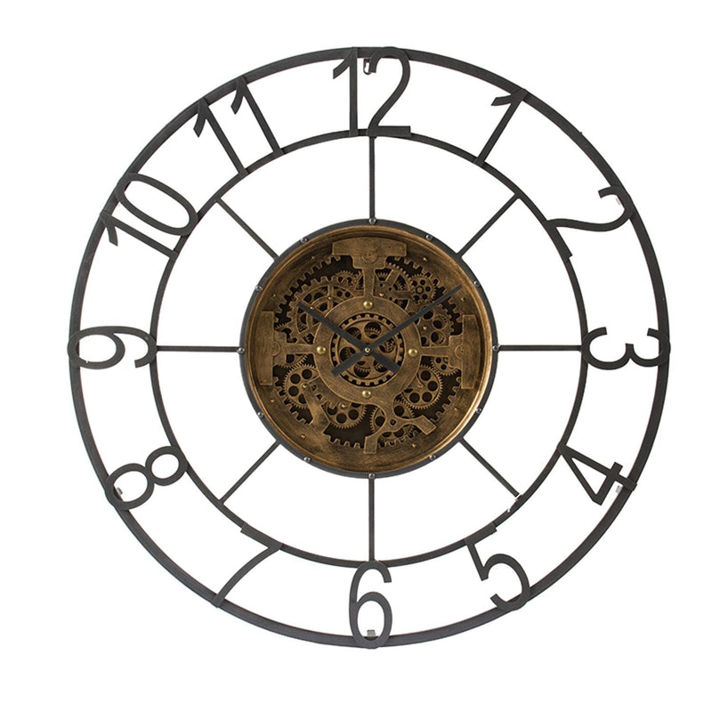 Round Decorative Gear Iron Wall Clock-0