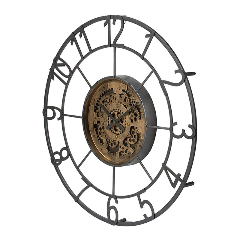 Round Decorative Gear Iron Wall Clock-1