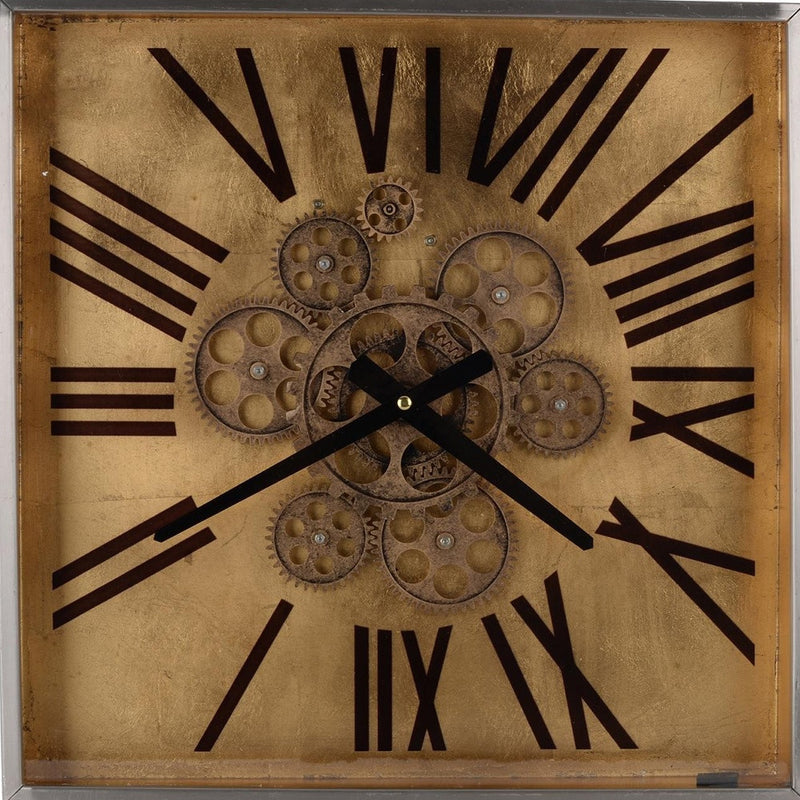 Golden Gears Roman Numeral Square Wall Clock-3