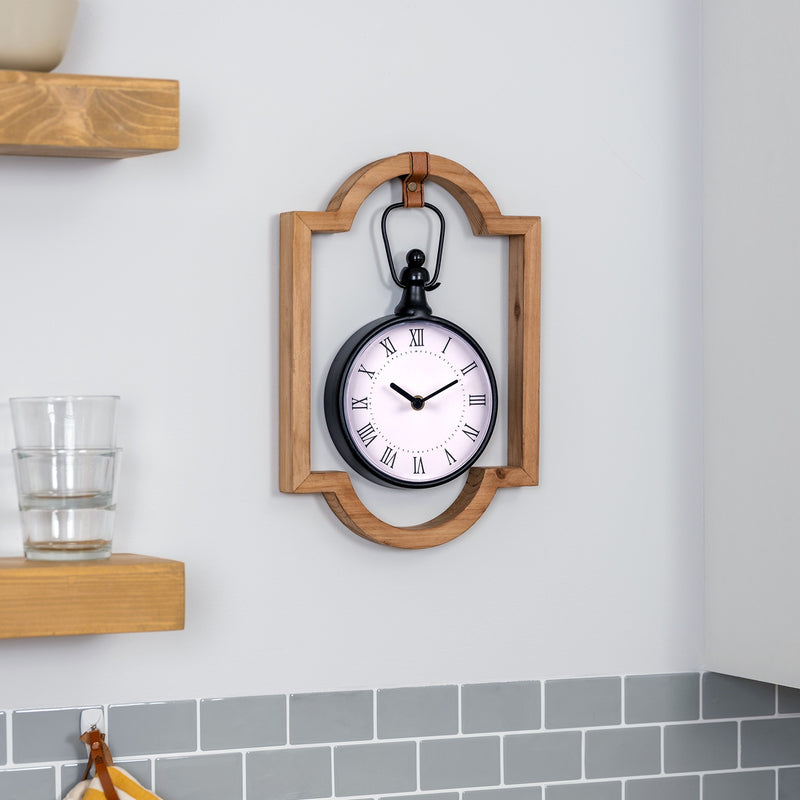 Wooden Frame Hanging Wall Clock-4