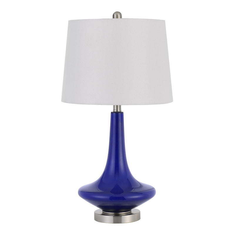 Set of Two 26” Navy Blue Glass Table Lamps-0