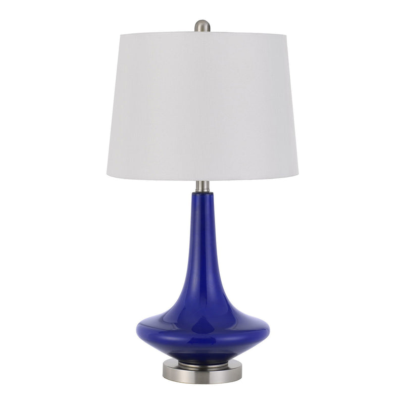 Set of Two 26” Navy Blue Glass Table Lamps-1