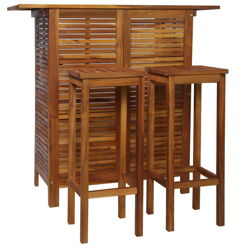 vidaXL 3 Piece Bar Table and Chair Set Solid Acacia Wood-0