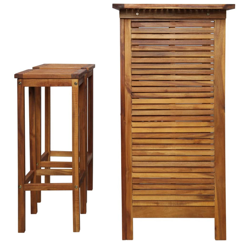 vidaXL 3 Piece Bar Table and Chair Set Solid Acacia Wood-2