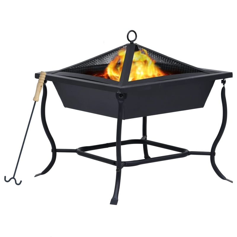 vidaXL Fire Pit Black 17.7"x17.7"x17.7" cm Steel-0