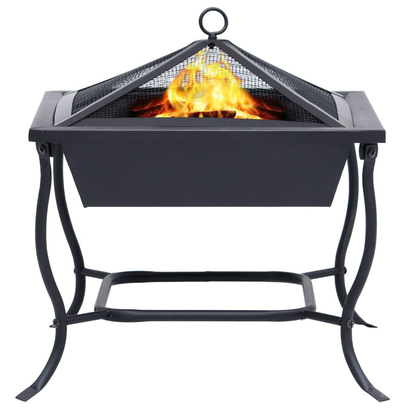 vidaXL Fire Pit Black 17.7"x17.7"x17.7" cm Steel-1