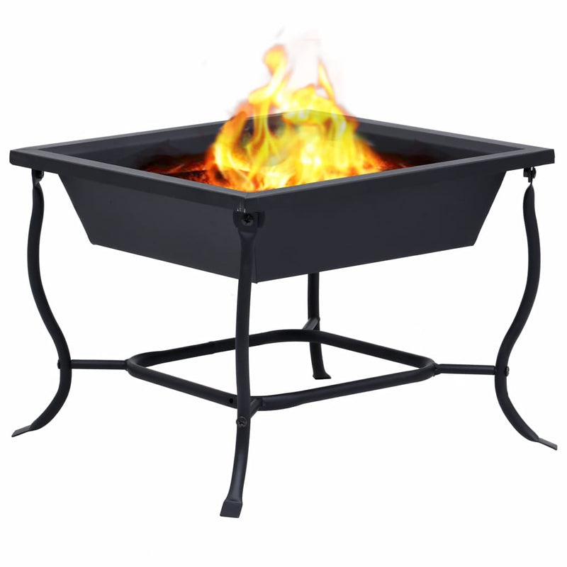 vidaXL Fire Pit Black 17.7"x17.7"x17.7" cm Steel-2