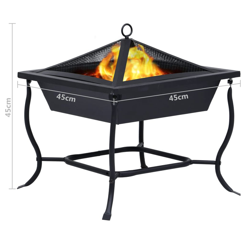 vidaXL Fire Pit Black 17.7"x17.7"x17.7" cm Steel-6