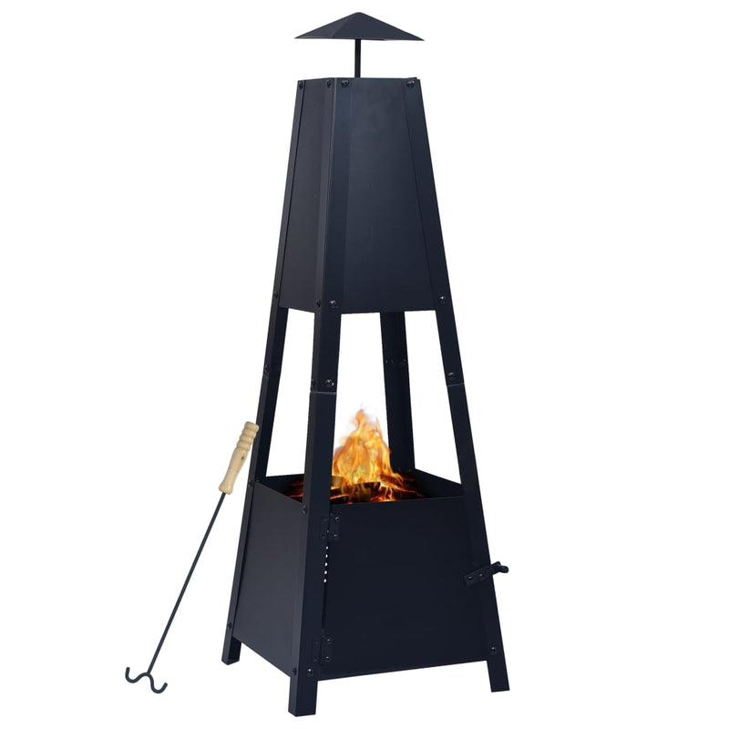 vidaXL Fire Pit Black 13.8"x13.8"x39" Steel-0