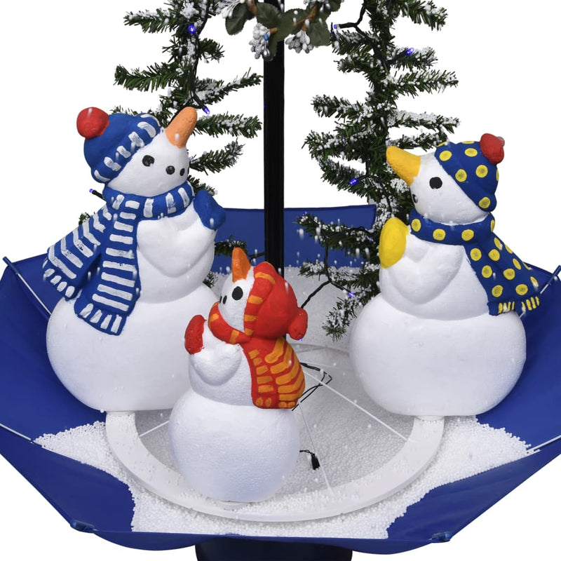 vidaXL Snowing Christmas Tree with Umbrella Base Blue 2 ft PVC-4