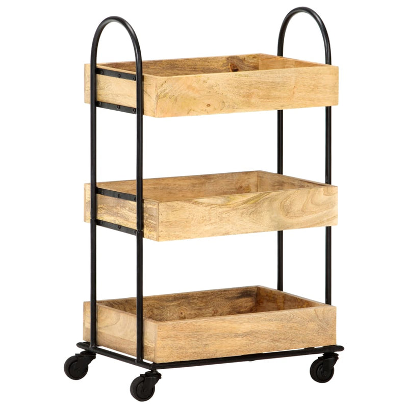 vidaXL 3-Tier Kitchen Trolley 18.1"x11.8"x29.9" Solid Mango Wood-2